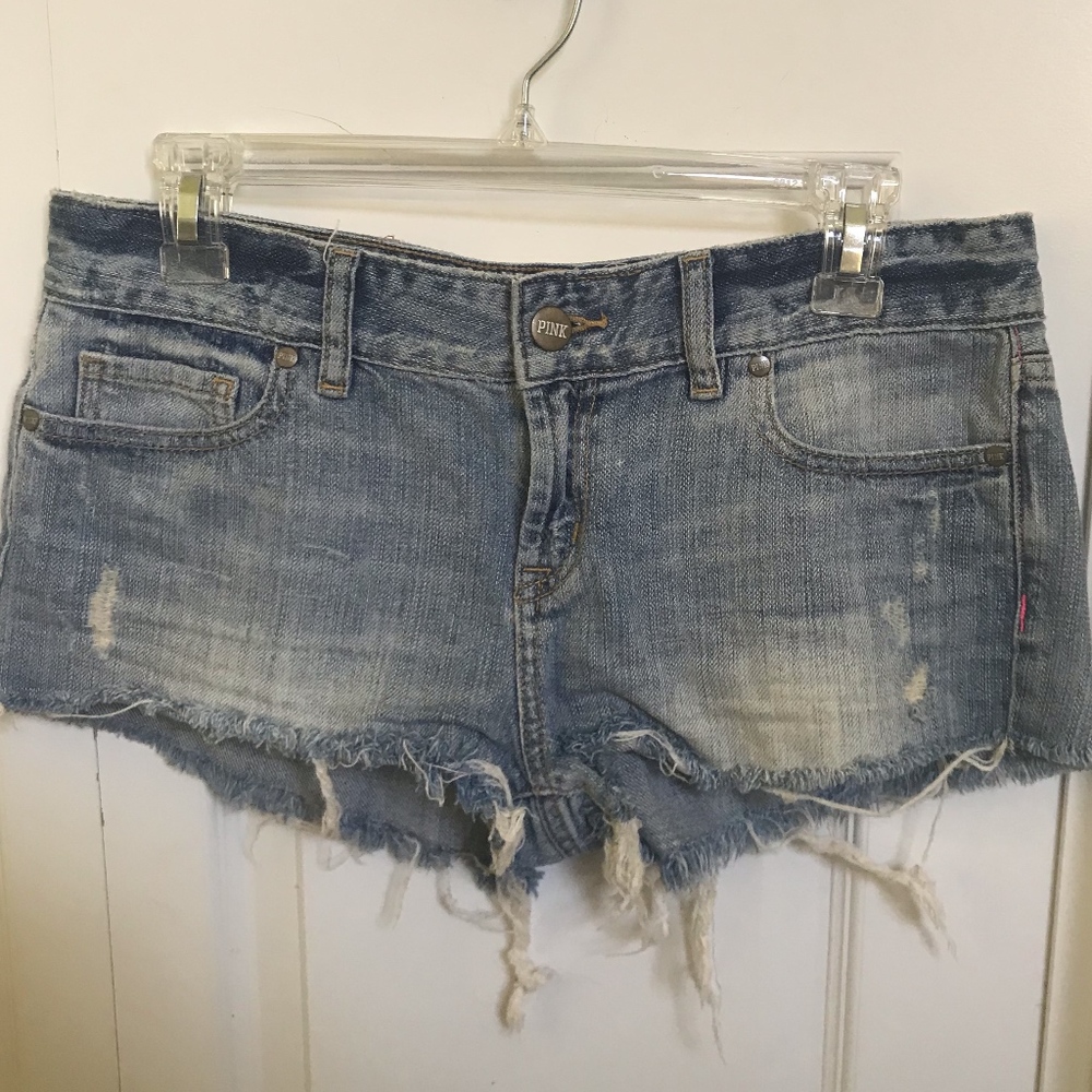 Light wash Distressed Jean Shorts